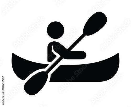 Vector illustration of a person paddling in a canoe