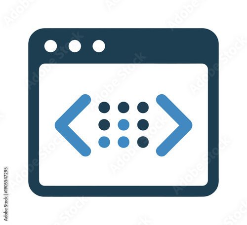 Browser window displays a vector icon with arrows surrounding dots