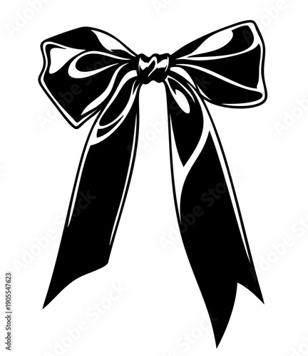 Classic symmetric satin ribbon bow with smooth glossy fabric, elegant decorative bow for timeless gift wrapping
