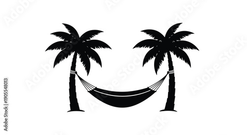 A cheerful face is created with palm trees and a hammock evoking a relaxing tropical vibe silhouette high quality professional detailed modern