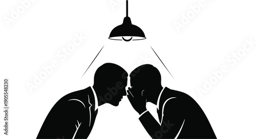 Two businessmen discussing in secret under spotlight