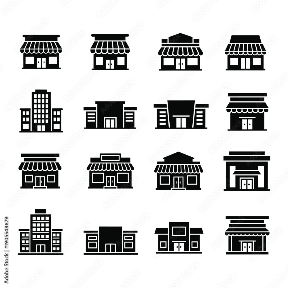 Fototapeta premium store icon silhouette vector illustration design