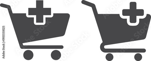 Shopping Cart with Plus Symbol Vector Icon Representing Add to Cart and E-commerce