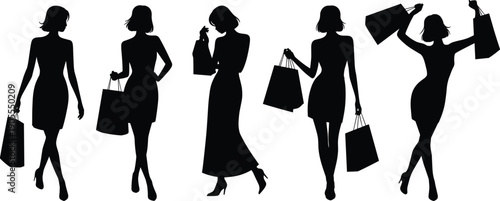 shopping, fashion, women, silhouette, shopper, retail, lifestyle, bags, female,.eps