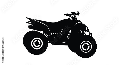 A dark solid silhouette of an all terrain vehicle showcasing its dynamic form and powerful design silhouette high quality professional detailed modern elegant