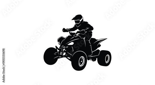 A black silhouette of a rider operating an all terrain vehicle with dynamic motion showcasing speed and adventure silhouette high quality professional detailed