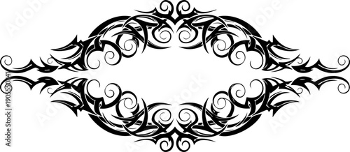 A black and white vector graphic of an ornate floral border design element
