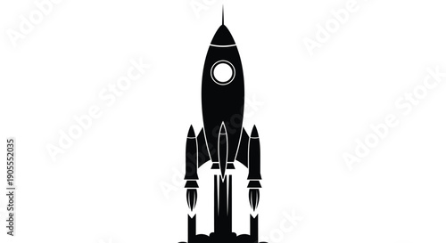A striking black silhouette of a rocket ship poised for launch symbolizing space exploration and future travel silhouette high quality professional detailed