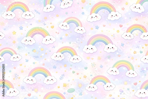 Happy Rainbow Cloud Pattern