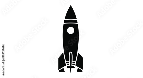 A striking black rocket ship design simple and bold presented as a stark silhouette high quality professional detailed modern elegant stylish clean