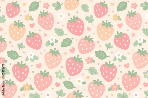Sweet Strawberry Blossom Pattern