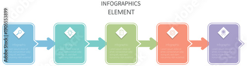 Five colorful graphic elements. Creative concept for infographic with 5 steps, options, parts or processes. line design for brochure, presentation. Vector illustration. 