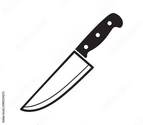 Chef knife vector icon, kitchen utensil outline drawing, cooking equipment black simple silhouette illustration