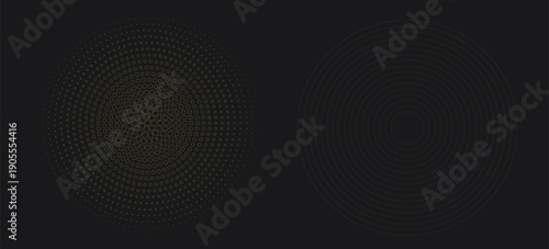 Gold Halftone round frame. Golden luxury Halftone circle logo. Dots emblem. Dotted texture border. modern background