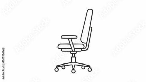 Modern Office Chair Drawing Isolated on White Background.