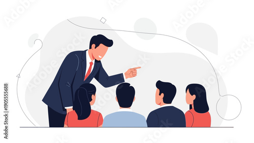 Business Leader Coaching Team in Meeting, Inspiring Employees, Teamwork Concept