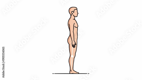 Man standing in profile view illustration.