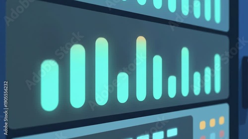 A close-up view of a digital display showing various data visualizations and metrics.
