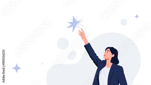 Woman reaching for a star, symbolizing ambition and success