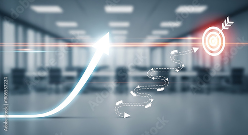 Business growth graph with target and success trajectory.