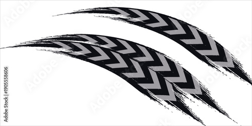 Vector Print Textured Tire Track . Design Element .Bike thread silhouette