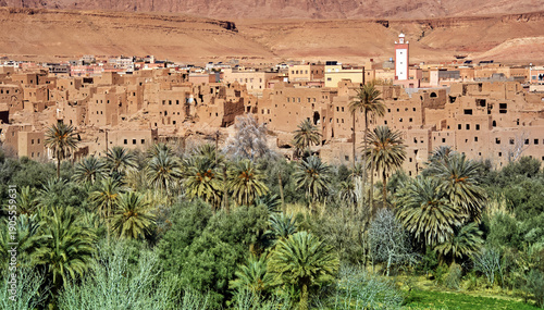 Tinghir oasis ksar and palm grove in morocco