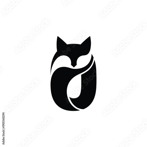 A black fox illustration incorporating Ws elements, showcasing a stylized fox head with curled tail