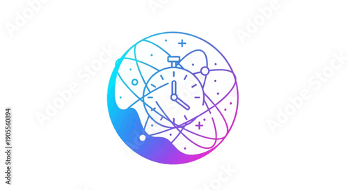 Global time management and network efficiency concept with abstract stopwatch illustration