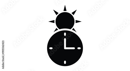 Holidays in United States,black silhouette of a sun and clock representing time and daylight silhouette