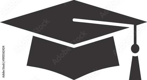 Graduation Hat Silhouette Vector Icon Representing Academic Achievement, Education, and Success Concept