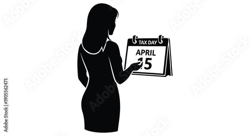 Woman holding a tax day calendar in a striking black silhouette