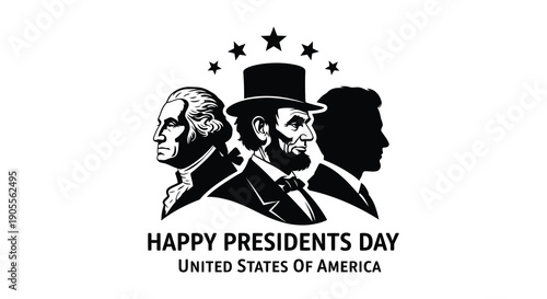 Presidents day portrait of washington lincoln and roosevelt silhouette high quality