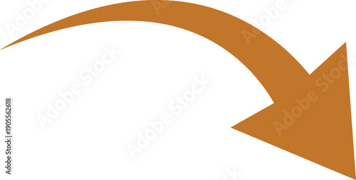 Brown Arrow Shape Pointing Downward with Curved Tail