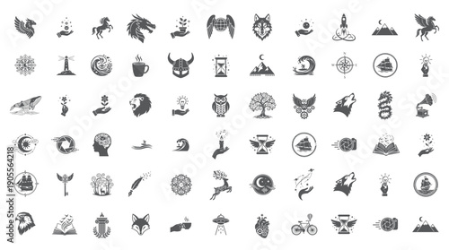 Mega Collection of Black Icons, Mystical and Nature Silhouettes