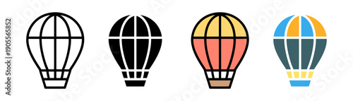 Hot air balloon icon vector. Colorful adventure transport and outdoor recreational flight symbol. Vector illustration