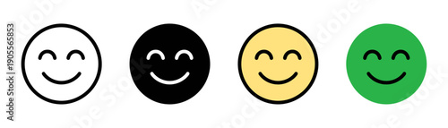 Happy smiling face emoji icon vector. Positive expression and customer satisfaction emotion symbol. Vector illustration
