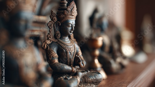 Wallpaper Mural Bronze Serenity: A Meditative Buddha Statue in Tranquil Ambience Torontodigital.ca