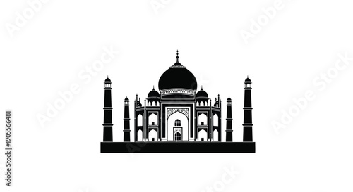 A striking black silhouette of the taj mahal showcasing its iconic architecture and intricate details silhouette high quality professional detailed modern elegant
