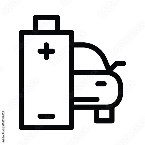 battery with car behind outline icon vector design good for web or mobile app