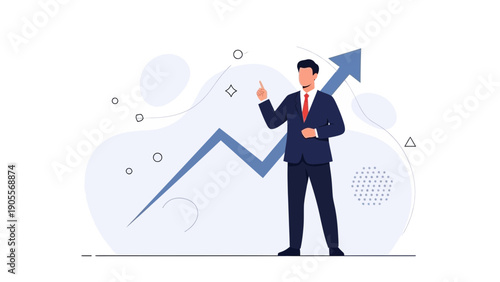 Businessman Explaining Upward Trend Graph with Arrow