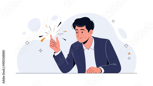 Businessman pointing finger, idea, innovation, creative concept, inspiration, solution