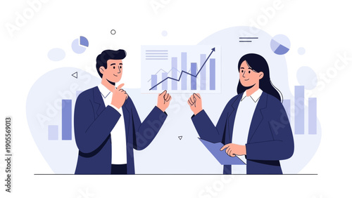 Business meeting, analyzing financial charts and graphs, teamwork, strategy