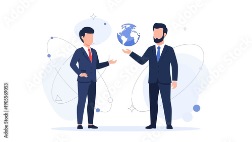 Business partners holding the globe, global business, teamwork, international concept