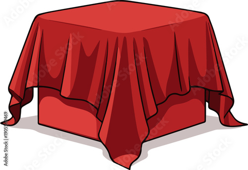 Isolated a realistic Box covered with a red cloth vector art with white background.