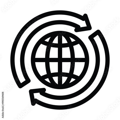 globe with circle arrows outline icon vector design good for web or mobile app
