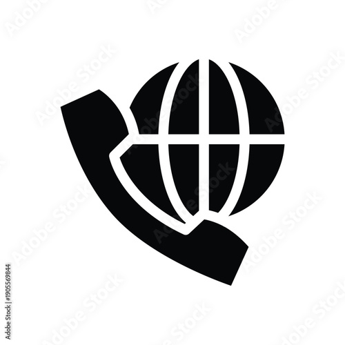phone with globe solid icon vector design good for web or mobile app