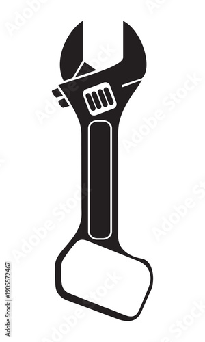 Adjustable wrench tool icon silhouette for repair and maintenance