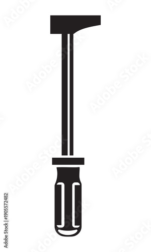 Black silhouette icon of an upholstery tack puller tool