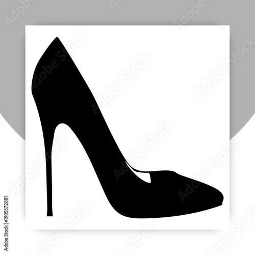 Elegant High Heel Shoe Silhouette Isolated on White Background,