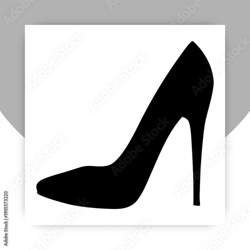 Elegant High Heel Shoe Silhouette Isolated on White Background,